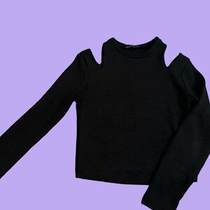Zara Split Shoulder Knit Long Sleeve Top